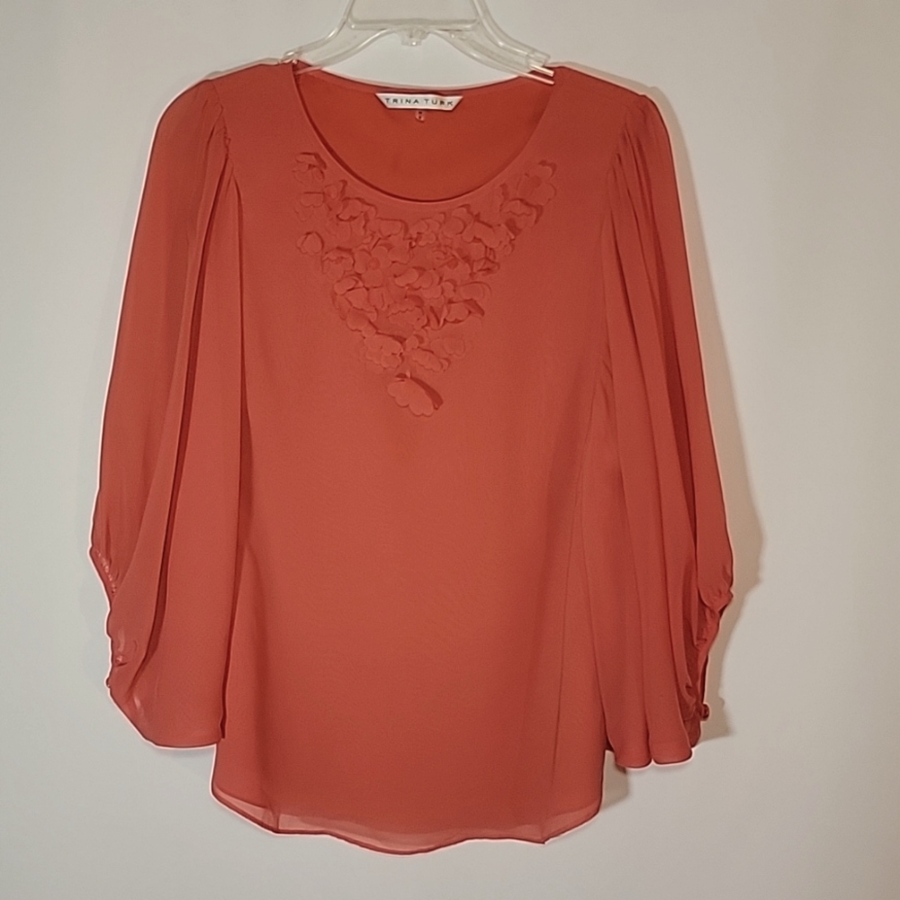TRINA TURK | Coral Balloon Sleeve Top